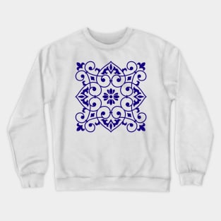 Antique Azulejo Tile Floral Pattern Crewneck Sweatshirt